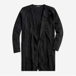 J. Crew Juliette Collarless Linen Sweater Blazer in Black Size Medium